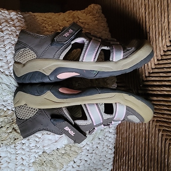 Teva sandals, brown, tan, gray, pink, size 3. - Picture 6 of 14